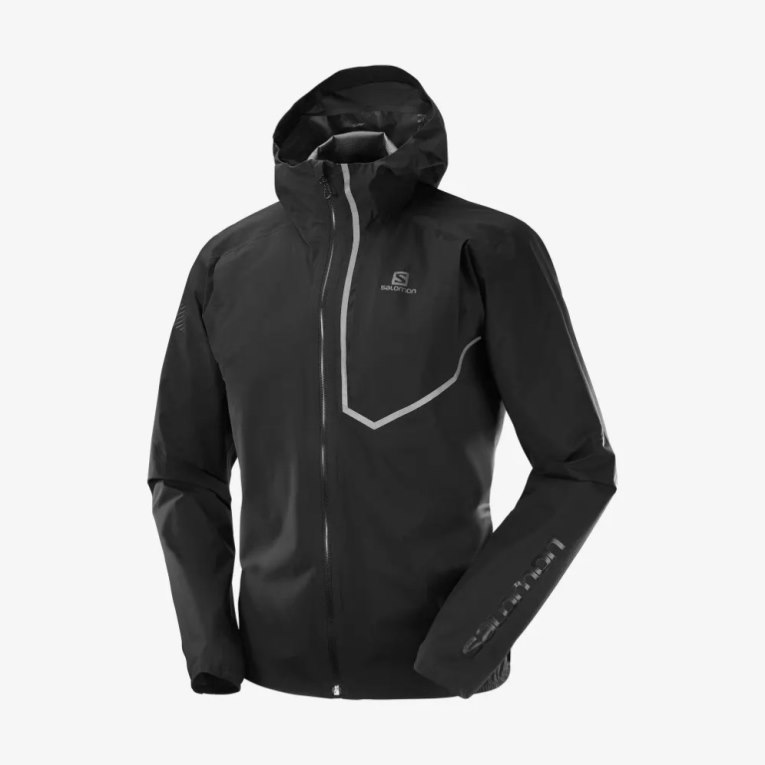 Black Salomon Bonatti Trail Waterproof Men's Shell Jackets | IE YA2419